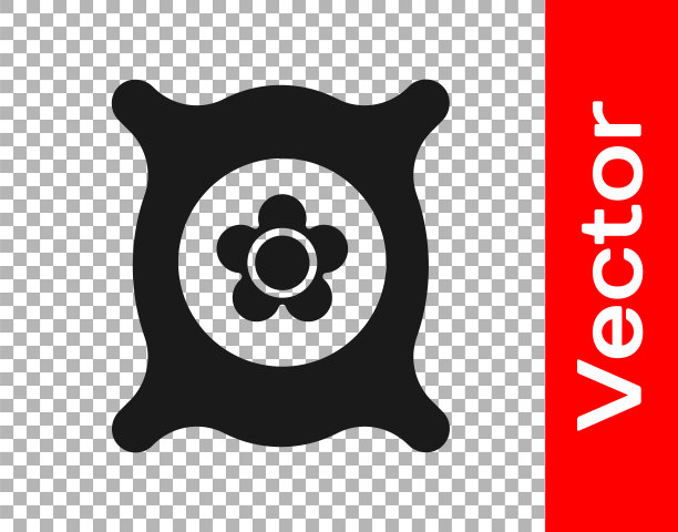 黑色包充满种子的一个特定的植物图标孤立在透明的背景。矢量图图片下载