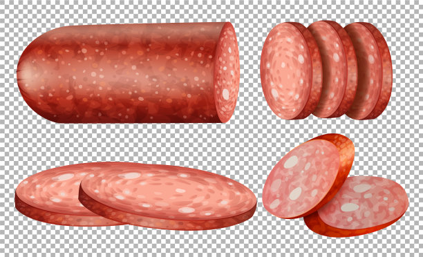 透明背景上的腊肠切片图片下载