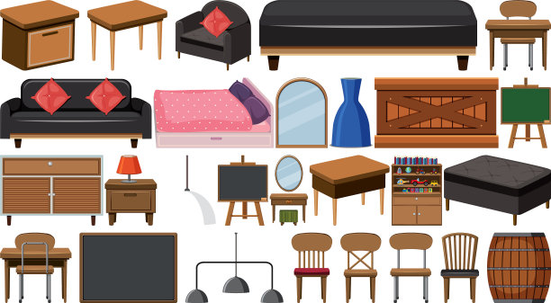 白色背景上的大型木制家具图片下载