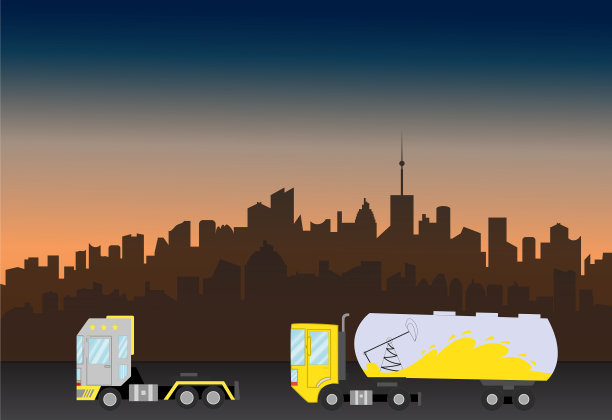 以城市为背景的货车图片下载