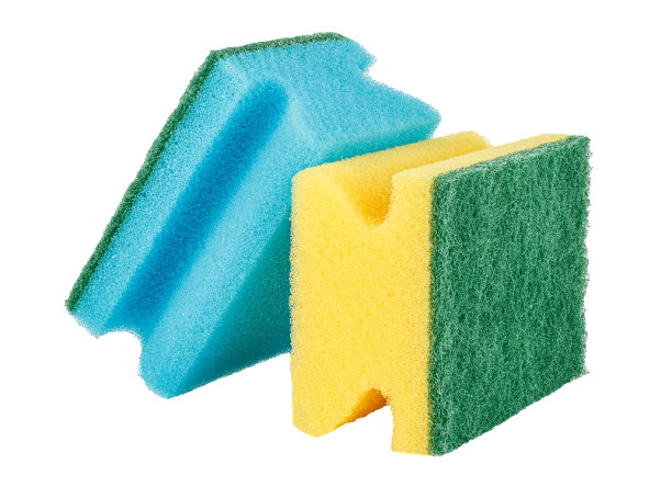 洗碗用的海绵隔离在白色背景上图片下载