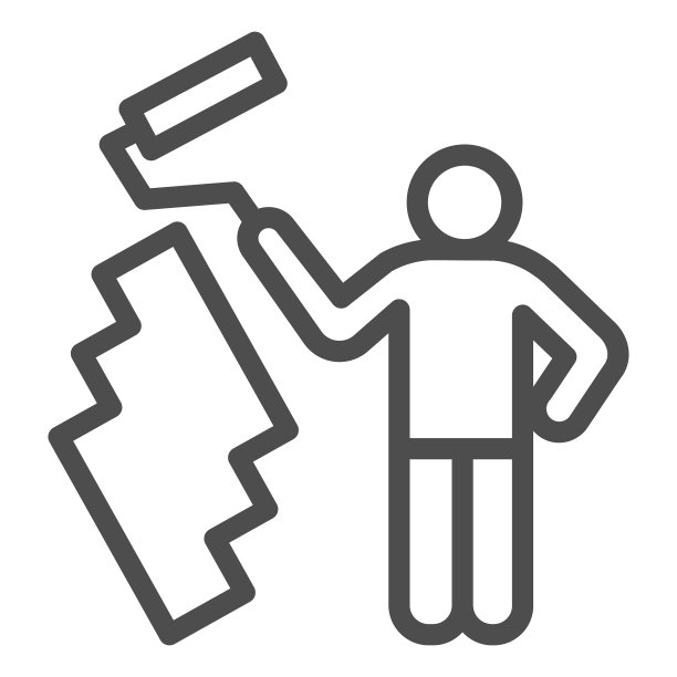 油漆和工人线图标画家与图片下载