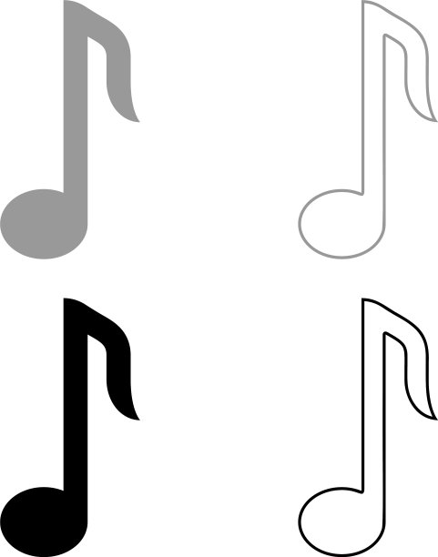 黑色灰色八分音符图标图片下载