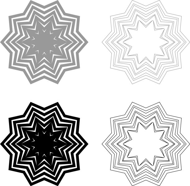 抽象花卉图案图标轮廓设置黑色图片下载