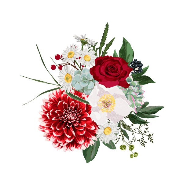 花束设计元素秋冬图片下载