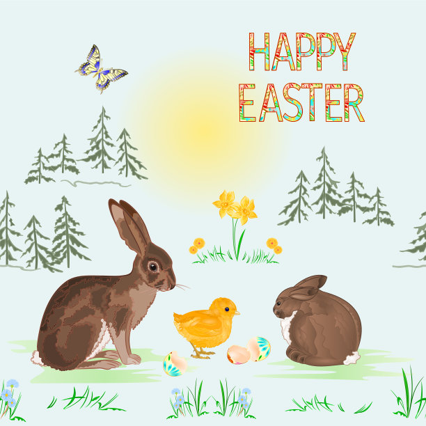 无缝纹理复活节春季景观复活节图片下载