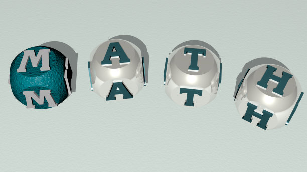 数学结合了骰子字母和颜色交叉为相关含义的概念。插图和背景。三维演示图片下载