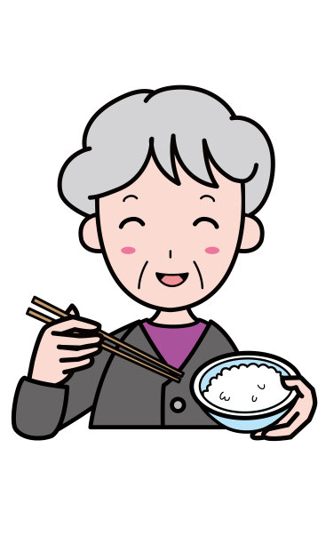 奶奶在笑着吃米饭图片下载