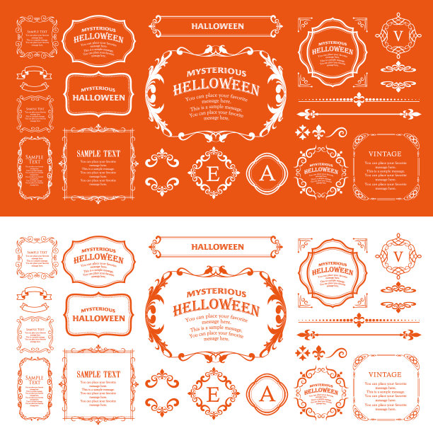 万圣节设计材料。一种可用于各种目的的框架材料。用它来制作活动或派对邀请函、商品目录和宣传册。图片下载