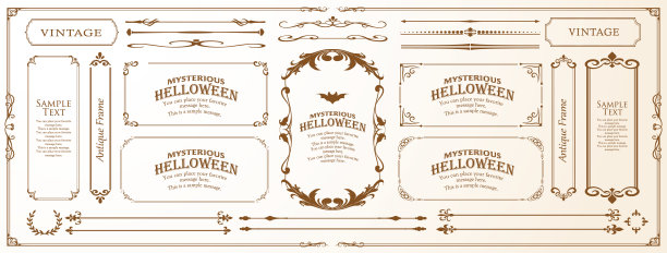 万圣节设计材料。一种可用于各种目的的框架材料。用它来制作活动或派对邀请函、商品目录和宣传册。图片下载