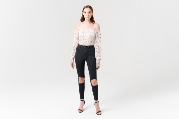 白人时尚女性模特在休闲图片下载