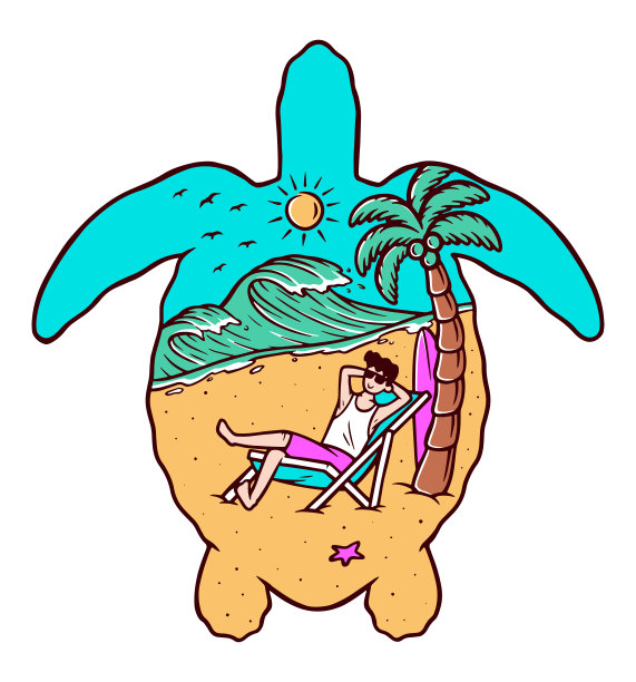 在海滩矢量图上放松图片下载