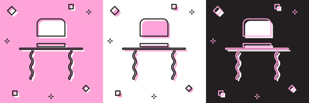 设置正统犹太帽子与侧面的图标孤立在粉红色和白色，黑色的背景。穿着传统服装的犹太人。犹太教的象征。矢量图图片下载