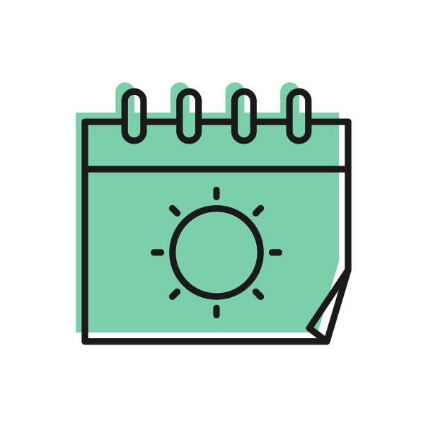 黑线日历和太阳图标孤立在白色背景上。事件提醒标志。矢量图图片下载