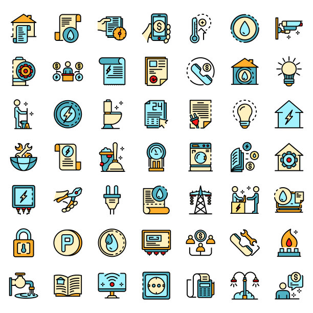 实用工具图标线性彩色矢量图图片下载