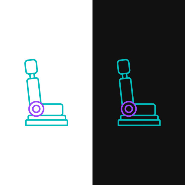 线汽车座椅图标隔离在白色和黑色背景。汽车扶手椅。色彩斑斓的轮廓的概念。向量图片下载