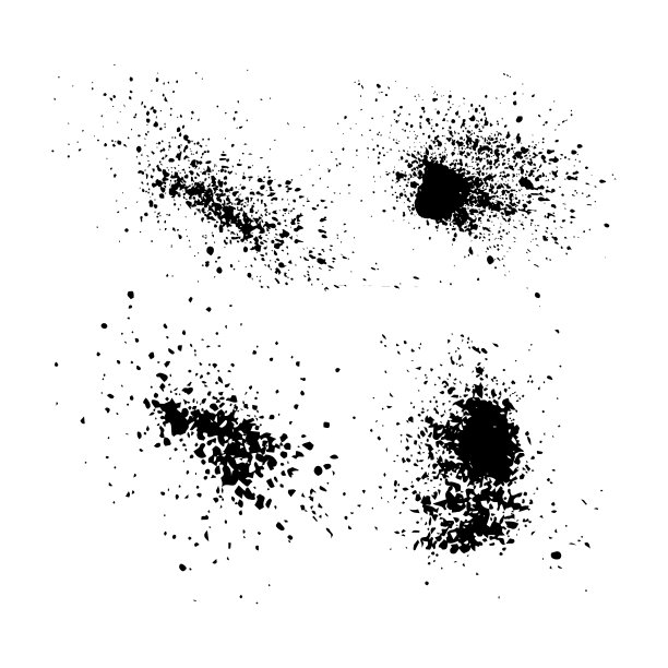 一套Grunge纹理为您的设计，黑色喷雾孤立在白色背景，矢量EPS10格式图片下载