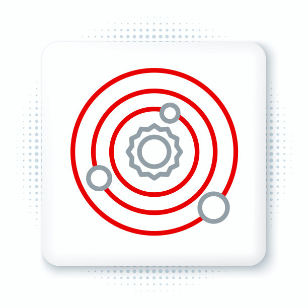 线太阳能系统图标孤立在白色背景。行星围绕恒星旋转。色彩斑斓的轮廓的概念。向量图片下载