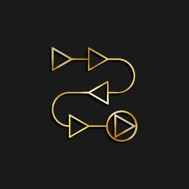 程序、流程、制作、时间线、视频黄金图标。矢量插图的黄金图标图片下载