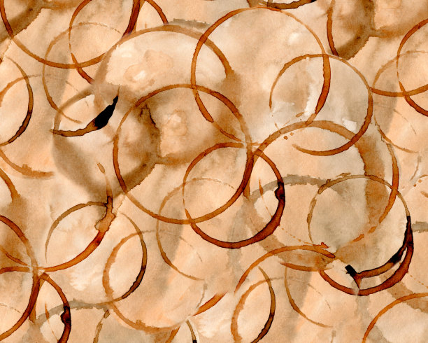 抽象水彩棕色纹理与咖啡杯染色横幅设计。手绘现代艺术。图片下载