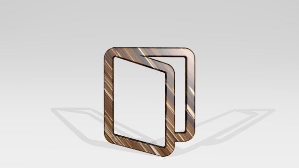 书的书页由一个闪亮的金属雕塑在灯光背景上投射阴影的3D插图。设计和抽象图片下载