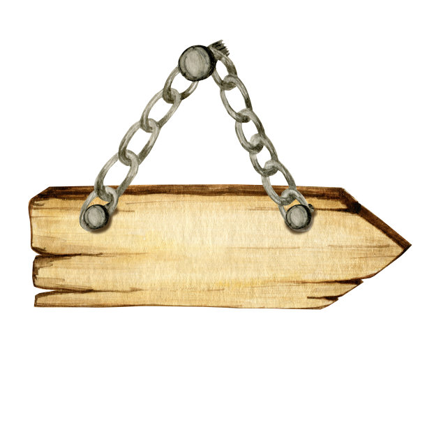 水彩木箭头招牌，空空白孤立。一套古老的，复古的手绘木材横幅，木板，木板。插图与文字空间。寻路信息的标志。图片下载