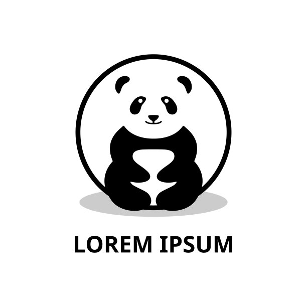 可爱的熊猫图标设计矢量，可爱的动物护理矢量设计插图图片下载