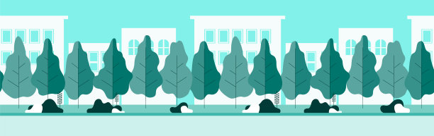 无缝模式向量的现代平面城镇景观。城市街道背景，城市景观边界。图片下载