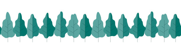 无缝模式向量的现代平面设计树。抽象的自然背景，森林边界。图片下载