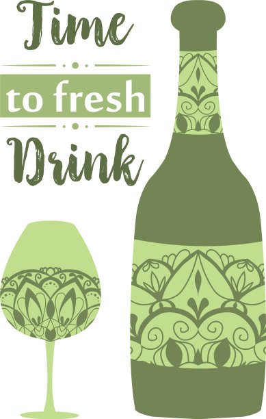 现代风格的瓶装葡萄酒和玻璃啤酒图片下载