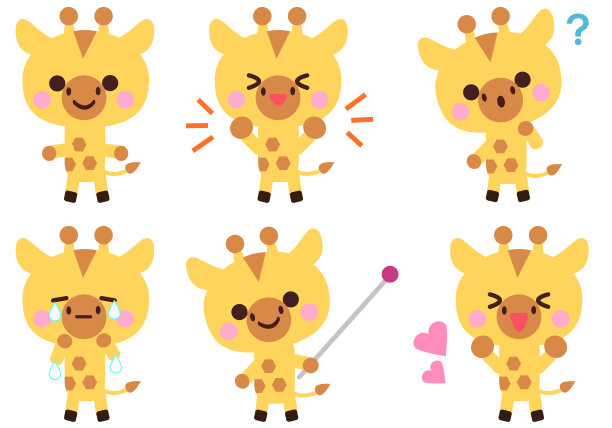 长颈鹿面部表情和手势插图集图片下载