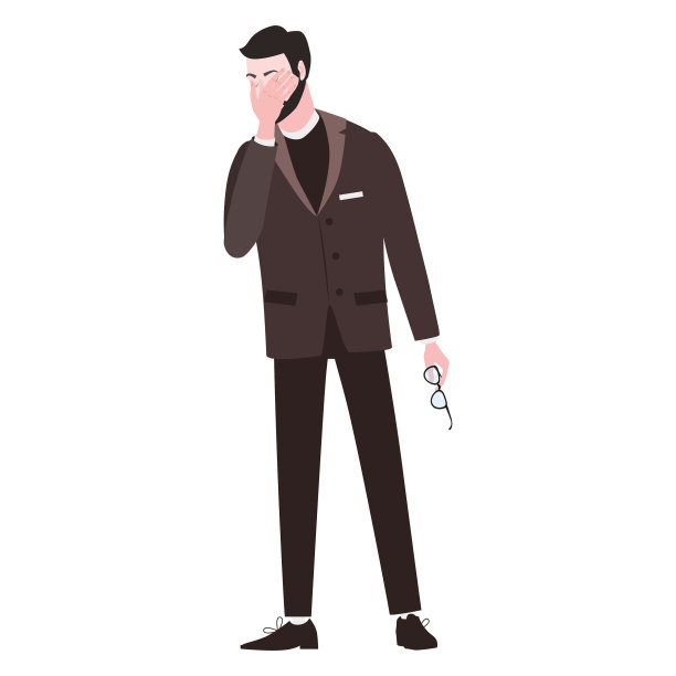 商人用捂脸手势头痛图片下载