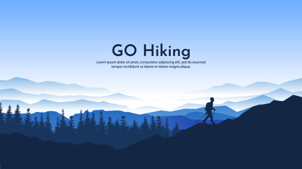旅行者走。发现、探索、观察自然的旅游理念。徒步旅行。探险旅游。那个背着背包，拄着拐杖的家伙。网站模板。自然的壁纸图片下载
