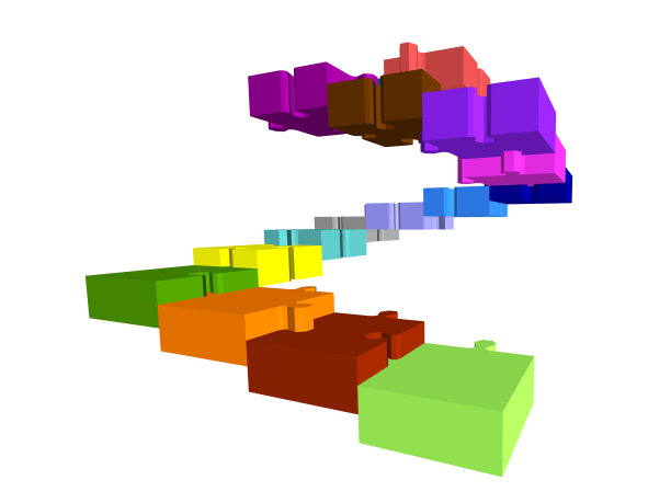 楼梯拼图孤立在白色3d彩色图片下载