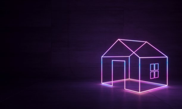 摘要霓虹灯形状全息图led激光屋图片下载