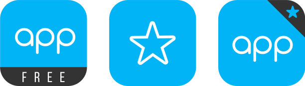 蓝色的应用程序图标按钮模板的互联网网站图片下载