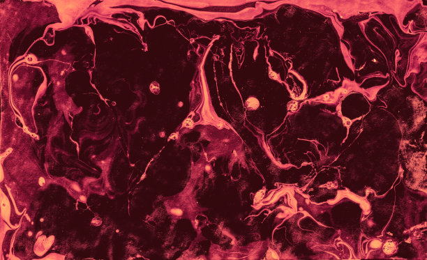 郁郁葱葱的熔岩染色水飞溅，红色抽象水彩。棕色纹理湿点，流体效果，黑色火红艺术，橙色几何亚洲Ebru。图片下载