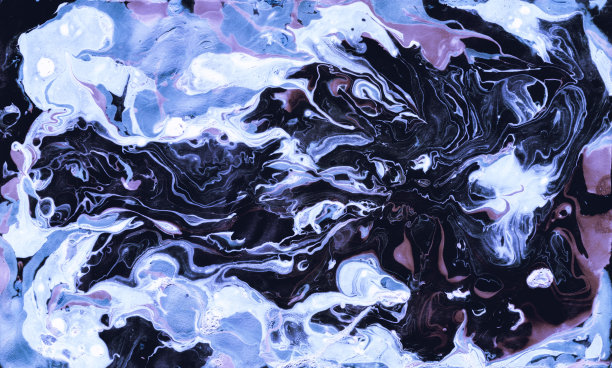 靛蓝抽象复古墨水，染料。染蓝绘画，流体丙烯，冷蓝水彩。海军蓝艺术经典Ebru图片下载