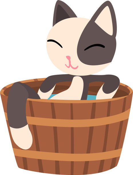 可爱的小猫在泡日本温泉，好玩极了图片下载
