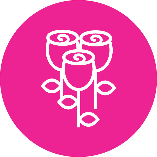 花园玫瑰花卉块和线图标图片下载