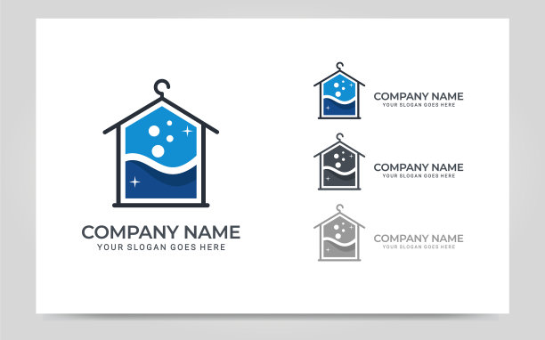 现代洗衣服务标志设计可编辑标志图片下载