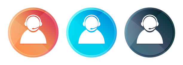 客户关怀图标蒸汽雾圆形按钮设置闪亮的插图图片下载