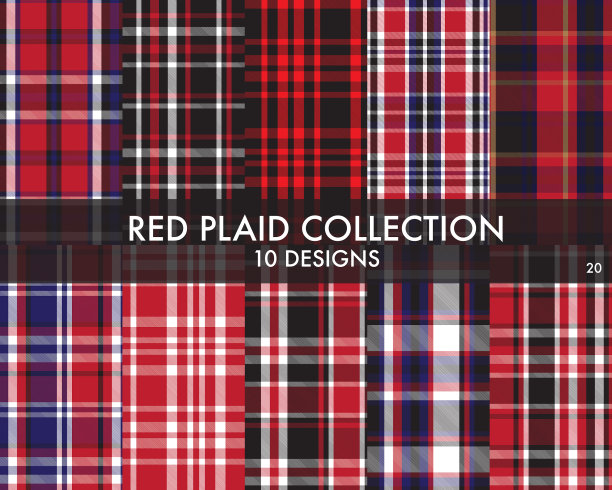 红色格子呢格子无缝图案图片下载