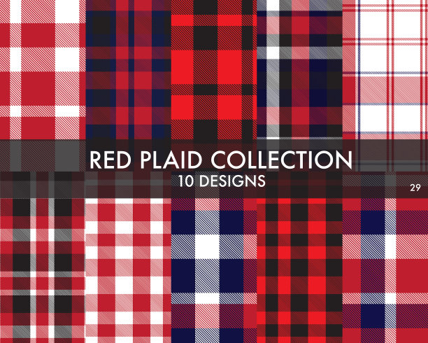 红色格子呢格子无缝图案图片下载