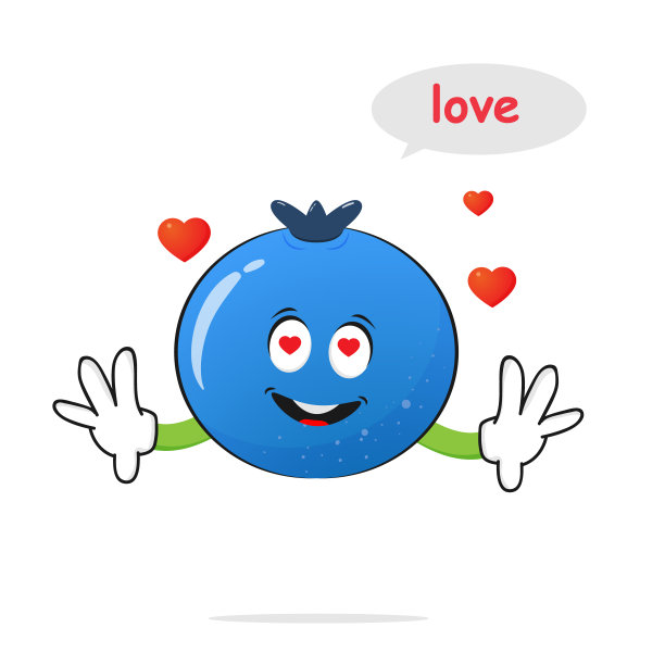 蓝莓人物坠入爱河在一个白色的背景-向量图片下载