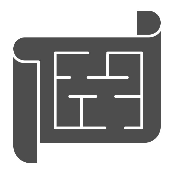 房屋项目实体图标，房屋维修概念，白色背景上的蓝图符号，移动概念和网页设计的字形样式房屋平面图图标。矢量图形。图片下载