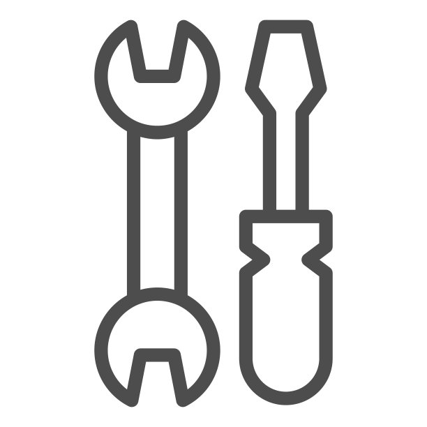 扳手和螺丝刀线条图标：房屋维修概念，白色背景上的工具标志，用于移动概念和网页设计的扳手和螺丝刀轮廓风格图标。矢量图形图片下载