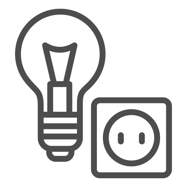 灯泡和插座线路图标，家居维修概念，电气维修和安装标志在白色背景，灯泡与插座图标的轮廓风格的移动，网页。矢量图形。图片下载