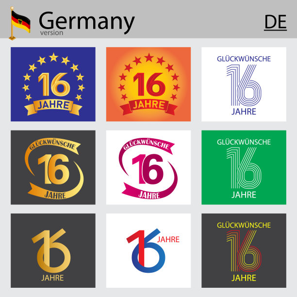 德国的数字16模板集图片下载