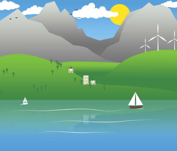 山和山丘景观插图图片下载